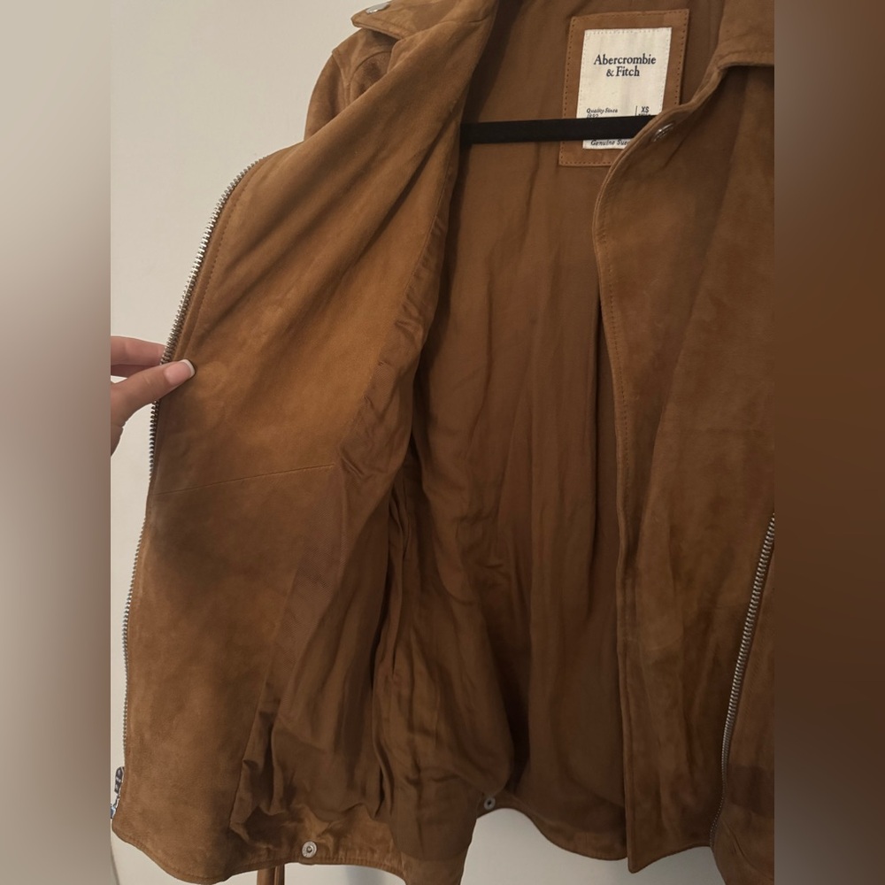 NWOT Abercrombie & Fitch GENUINE Brown Suede Jacket - Picture 8 of 10